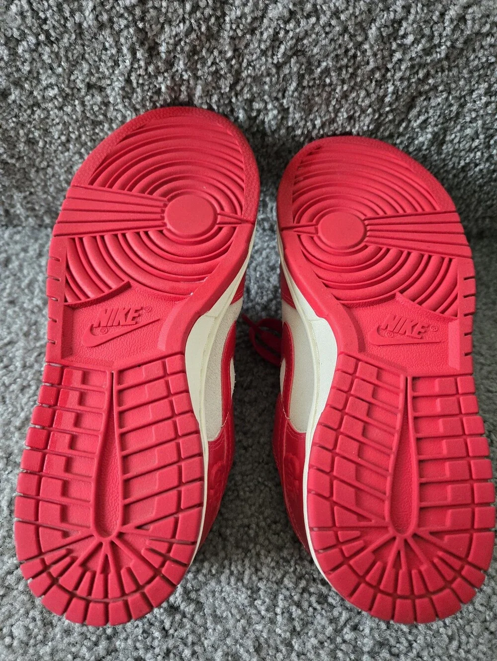 Nike Red and White Low-Top Sneakers with Bold Red Accents